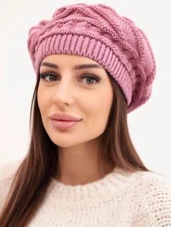 Dámská zimní čepice z volného úpletu s ozdobným vzorem K378 fialová