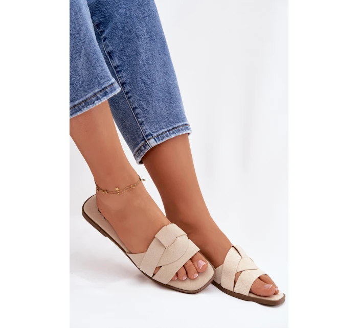 Dámské ploché sandály s Eko semišové světle béžové model 21943332 - Boto