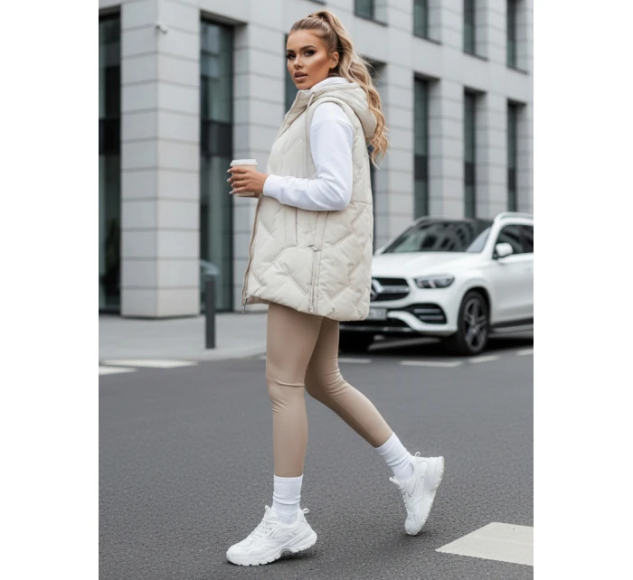 Dámská prošívaná vesta s kapucí bílá FashionStreet TY5108