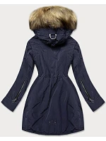 Dámská parka s kožešinovou podšívkou tmavě modrá (m-21506) Dámská parka s kožešinovou podšívkou tmavě modrá (m-21506)
