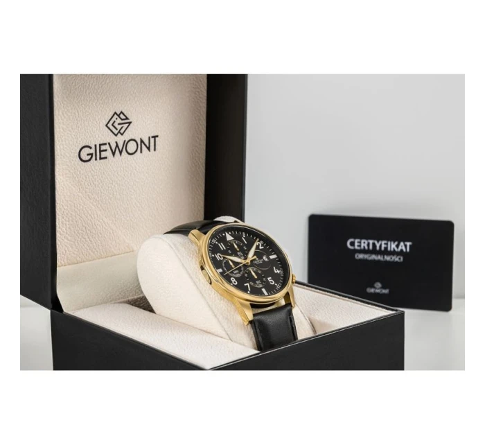 Pánské hodinky Giewont Chronograph Sapphire Black and Gold GW5630-A4