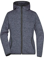 Daiber JN 588 Dámská pletená fleecová bunda s kapucí 02.0588 denim melange/black Daiber JN 588 Dámská pletená fleecová bunda s kapucí 02.0588 denim melange/black
