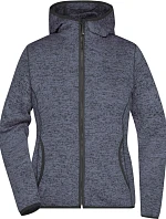 Daiber JN 588 Dámská pletená fleecová bunda s kapucí 02.0588 denim melange/black