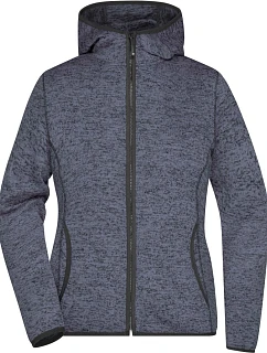 Daiber JN 588 Dámská pletená fleecová bunda s kapucí 02.0588 denim melange/black