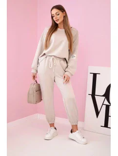 Komplet teplákové + kalhoty máslová látka béžový