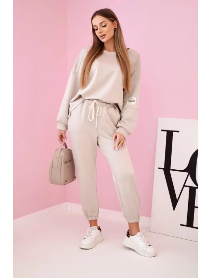 Komplet teplákové + kalhoty máslová látka béžový Komplet teplákové + kalhoty máslová látka béžový