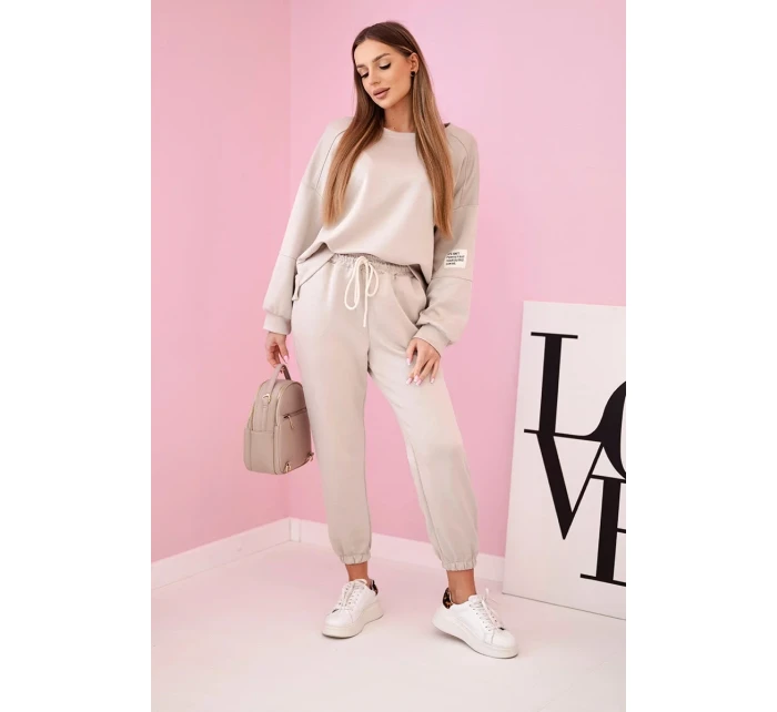 Komplet teplákové + kalhoty máslová látka béžový Komplet teplákové + kalhoty máslová látka béžový