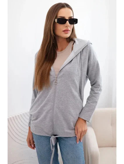 Dámská mikina s kapucí a šňůrkou dole šedá Dámská mikina s kapucí a šňůrkou dole šedá