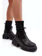 Boty Na Masivní Platformě S Tkaničkou Černé Big Star MM274590 Boty Na Masivní Platformě S Tkaničkou Černé Big Star MM274590