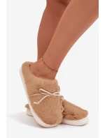Kožešinové pantofle s mašlí Camel Minella