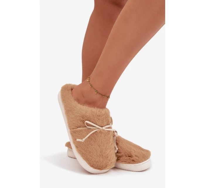 Kožešinové pantofle s mašlí Camel Minella