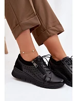 Kožené dámské polobotky na platformě model 22100881 Černé - VINCEZA