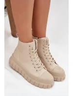 Dámské zateplené tenisky na platformě z ECO kůže Big Star – béžové