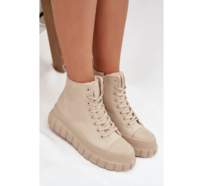 Dámské zateplené tenisky na platformě z ECO kůže Big Star – béžové