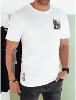 Pánské bílé tričko s potiskem Dstreet RX5481 Pánské bílé tričko s potiskem Dstreet RX5481