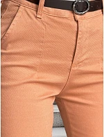 Dámské bavlněné kalhoty slim fit s páskem TAIRONIK brick FashionStreet UY2543 Dámské bavlněné kalhoty slim fit s páskem TAIRONIK brick FashionStreet UY2543