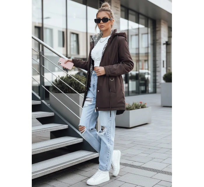 Kurtka parka damska z kapturem brązowa model 22028051 - FashionStreet