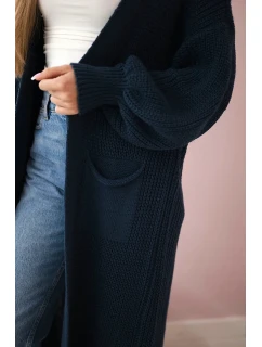 Svetr dlouhý kardigan model 21180677 denim - K-Fashion