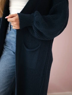 Svetr dlouhý kardigan model 21180677 denim - K-Fashion