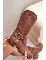 Semišové Kozačky Dámské Do  Hnědé model 21680048 - Zazoo