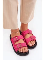 Dámské Pantofle Na Platformě S Přezkami Fuchsie model 21688697 - Boto