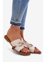 Dámské Ploché Pantofle S Dekorativním Béžové model 21697812 - EVENTO