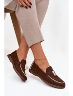 Dámské mokasíny z eko semiše – čokoládové model 21834701 - Kesi