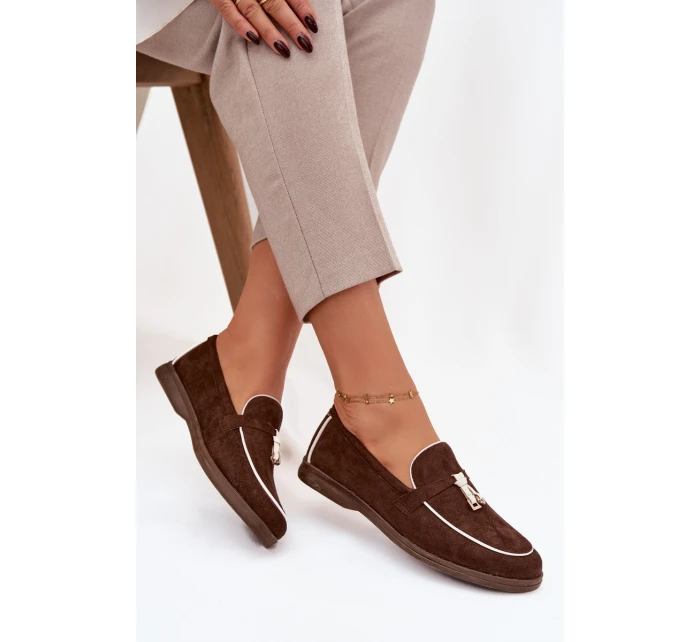 Dámské mokasíny z eko semiše – čokoládové model 21834701 - Kesi