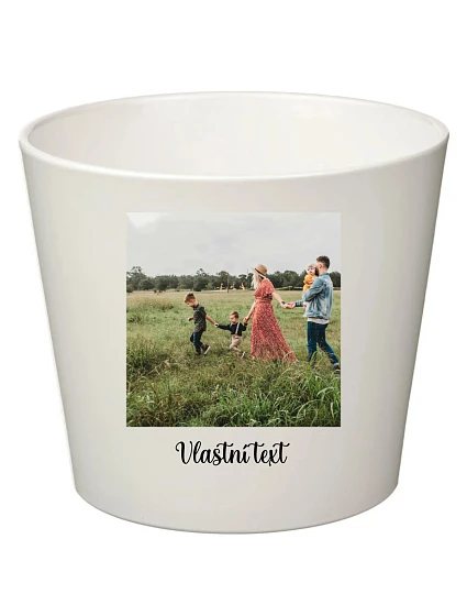 Bílý keramický květináč s fotografií - malý