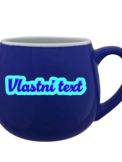 Personalizovaný keramický buclatý hrneček s vlastním textem s obrysem