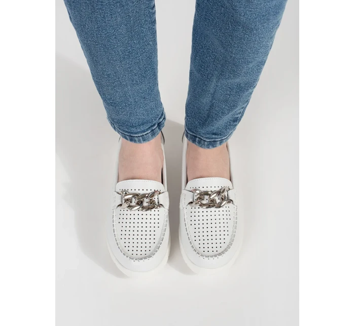 Trendy dámské bílé mokasíny platforma Trendy dámské bílé mokasíny platforma