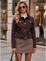 Dámská semišová bunda s drukami, vínová, FashionStreet TY5878 Dámská semišová bunda s drukami, vínová, FashionStreet TY5878