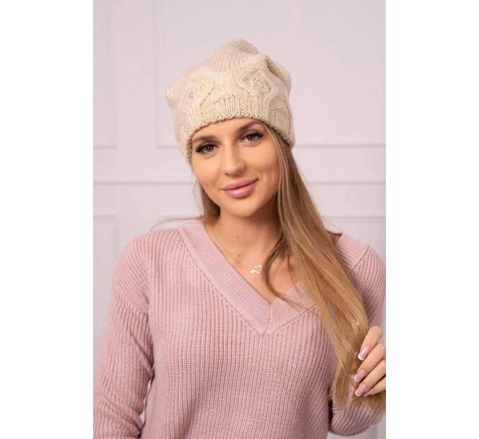 Dámská čepice světle béžová model 18752349 - K-Fashion Dámská čepice světle béžová model 18752349 - K-Fashion