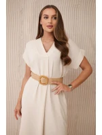 Šaty s ozdobným páskem béžové Šaty s ozdobným páskem béžové