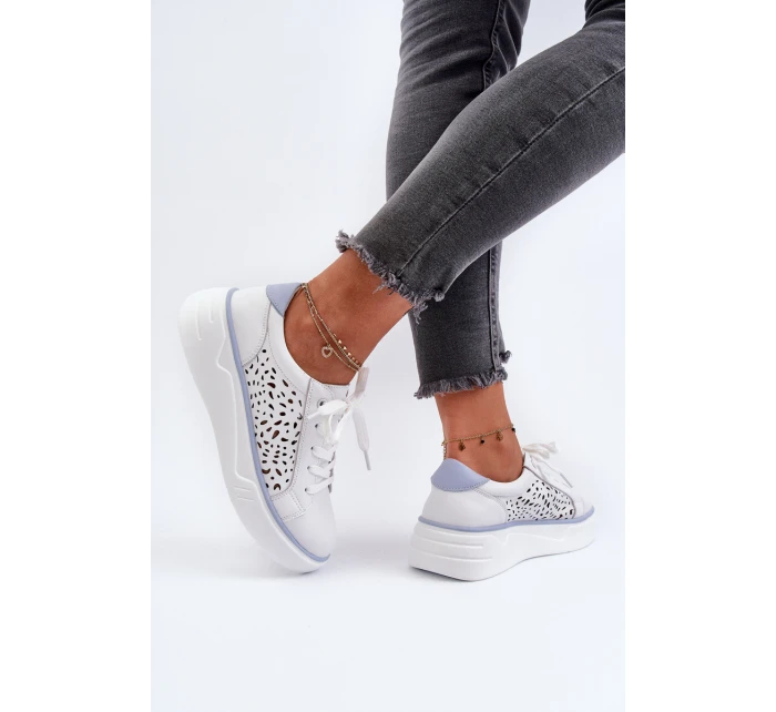 Dámské tenisky na platformě z bílé kůže model 21656159 - EVENTO Dámské tenisky na platformě z bílé kůže model 21656159 - EVENTO