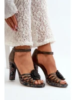 Dámské sandály na podpatku s ozdobou Maciejka 06620-20 grafitové
