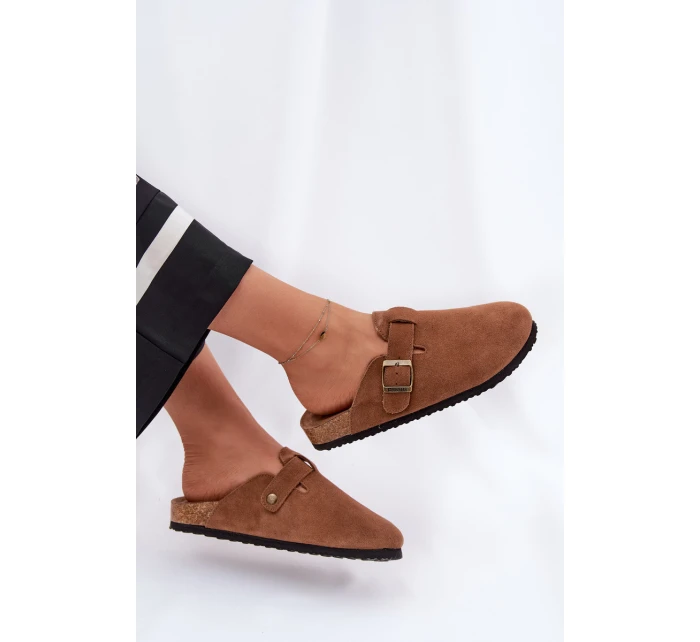 Semišové Klapky Chodaky Dámské S Přezkou Big Star RR274A387 Hnědé