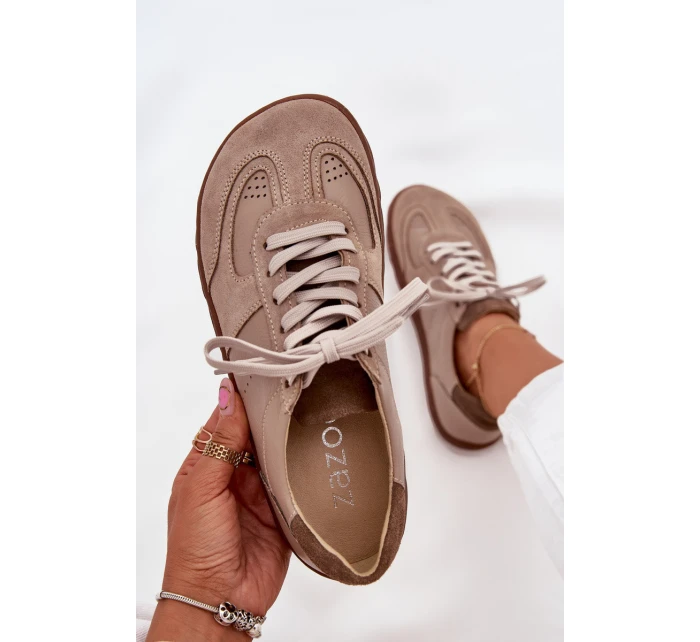 Dámské Kožené Tenisky Barefoot Zazoo N1277S2 Béžové