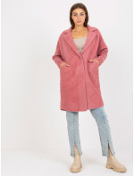 Prachově růžový dámský kabát z alpaky s vlnou Eveline