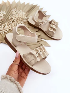 Dětské sandály se suchým zipem srdce béžová Havana