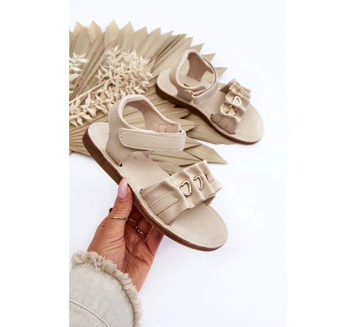 Dětské sandály se suchým zipem srdce béžová Havana