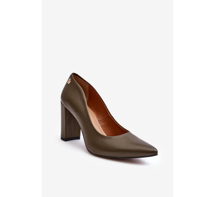 Kůže na vysokém podpatku Laura Messi 2624/227 tmavě zelené