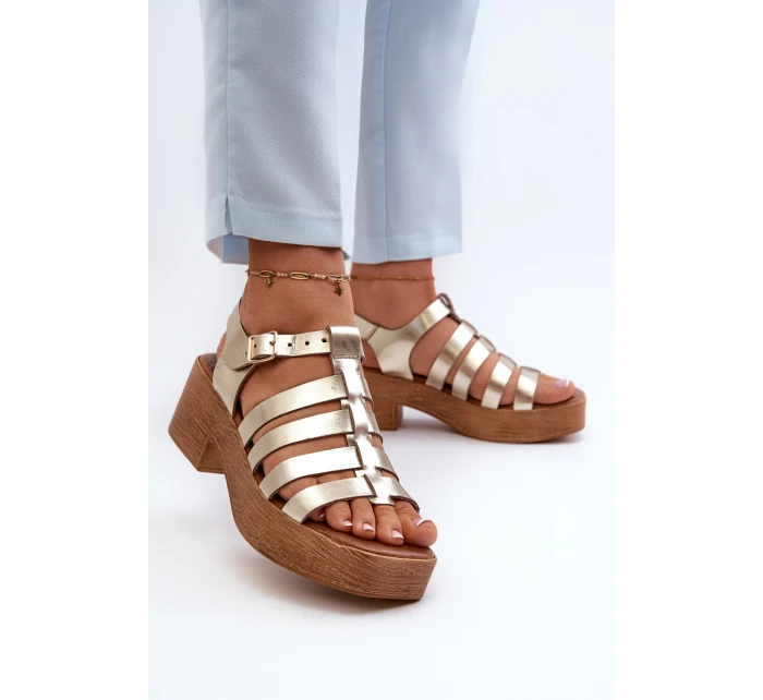 Zazoo 40410 Dámské kožené sandály Zlaté