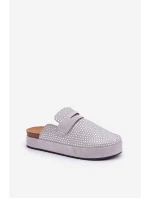 Dámské Pantofle Zdobené Kryštály Na Platformě Šedé Deorani Dámské Pantofle Zdobené Kryštály Na Platformě Šedé Deorani