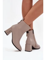 Zateplené kotníčkové boty na podpatku z pravé kůže Vinceza 66812 šedé