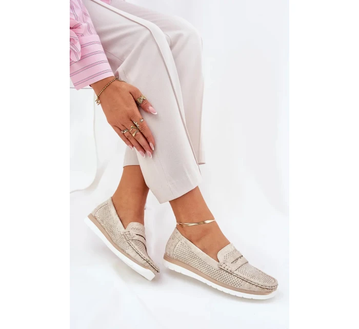 Dámské eko kožené mokasíny model 21834362 – stříbrné - Kesi