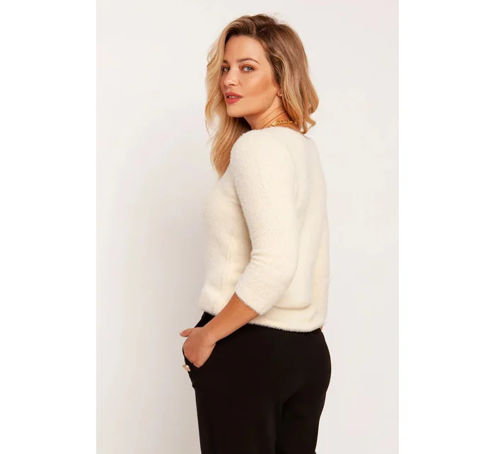 Dámský svetr SWE model 21092442 bílý MKM - MKM design Dámský svetr SWE model 21092442 bílý MKM - MKM design