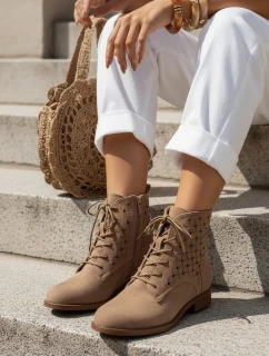 Dámské velbloudí ažurové boty FashionStreet ZY1348