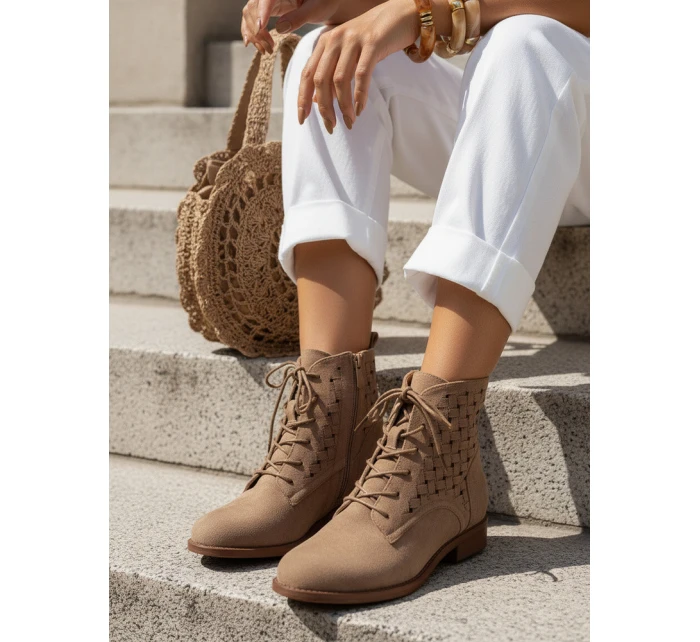 Dámské velbloudí ažurové boty FashionStreet ZY1348