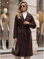 Płaszcz damski z paskiem brązowy model 22349673 - FashionStreet Płaszcz damski z paskiem brązowy model 22349673 - FashionStreet